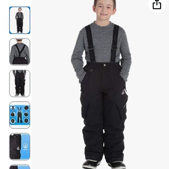 Gerry Boys' Medium 10/12 Performance Snow Pants with Removable Suspenders Slate - Picture 1 of 9
